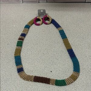 Colorful Beaded Necklace and Earring Set
